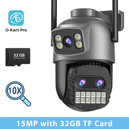 BESDER 15MP Wifi Camera PTZ Outdoor Dual Screen 10X Digital Zoom Human Detection 10MP Security IP Camera Surveillance O-Kam Pro